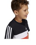 Adidas Tiberio 3-Streifen Colorblock Baumwolle Junior T-Shirt Rot Schwarz