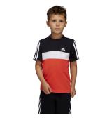 Adidas Tiberio 3-Streifen Colorblock Baumwolle Junior T-Shirt Rot Schwarz