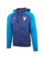 SS LAZIO MIZUNO FANWEAR Offizieller Trainingsanzug für Herren mit Kapuze 2024 25, Baumwollfleece, Reißverschlusstaschen, Marineblau