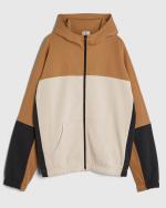 Champion Color Block HD FZ Cotton Herren Kapuzenpullover mit durchgehendem Reißverschluss, Sportjacke, Hellbraun