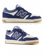 Sportschuhe Sneakers New Balance BB480 LPC Junge Kind Frau Mann Echtes Leder Wildleder Marine mit Leinen und Vintage Indigo