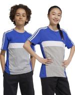 Adidas Tiberio 3-Streifen Colorblock Baumwolle Junior T-Shirt Grau Blau