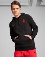  Ac Milan Puma Felpa Cappuccio Hoodie Nero Cotone Felpato 2024 25 Essentials