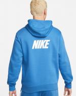 NIKE HOODIE Pullover Sportswear Tape Fleece MIT TASCHEN Hellblaue Baumwolle