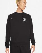 Nike Pullover Crew NSW World Tour Baumwollfleece Schwarzes Sport-Sweatshirt