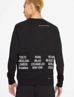 Nike Pullover Crew NSW World Tour Baumwollfleece Schwarzes Sport-Sweatshirt