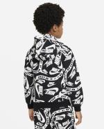 Nike PULLOVER Sportswear nsw club aop Kinder Baumwolle Schwarz Weiß Hoodie