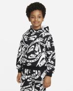 Nike PULLOVER Sportswear nsw club aop Kinder Baumwolle Schwarz Weiß Hoodie