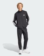 Kompletter Freizeit-Trainingsanzug Adidas Basic 3-Streifen Fleece Cotton Fleece Schwarz Herren