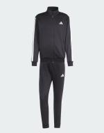 Kompletter Freizeit-Trainingsanzug Adidas Basic 3-Streifen Fleece Cotton Fleece Schwarz Herren