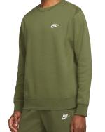 Nike Pullover Crew Club Baumwollfleece Olivgrünes Sport-Sweatshirt