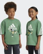  T-shirt maglia maglietta Bambini Unisex Adidas Verde Disney Mickey Mouse Crew 