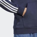  Felpa Cappuccio Hoodie UOMO Adidas Essentials Fleece 3 stripes Blu 