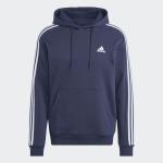  Felpa Cappuccio Hoodie UOMO Adidas Essentials Fleece 3 stripes Blu 