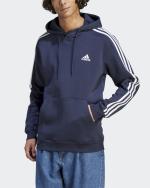  Felpa Cappuccio Hoodie UOMO Adidas Essentials Fleece 3 stripes Blu 