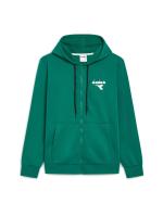 Diadora Hoodie Full Zip Essentials Sport Men's Cotton Green Sports Hooded Sweatshirt Jacket