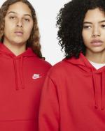 NIKE HOODIE Pullover Sportswear CLUB Fleece WITH POCKETS Cotton Red