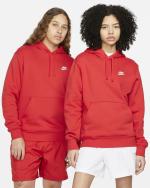 NIKE HOODIE Pullover Sportswear CLUB Fleece WITH POCKETS Cotton Red