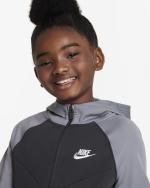 Nike Sportswear K NSW POLY FZ Polyester Jungen Kinder Unisex Kompletter Trainingsanzug Freizeit Rauchgrau, Anthrazit, Weiß