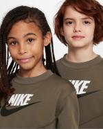 Nike Sportswear Crew Polyester Jungen Kinder Unisex Freizeit Komplett-Trainingsanzug Mittel Olivgrün,Weiß