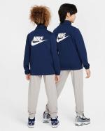 Nike Sportswear K NSW POLY FZ HBR Polyester Boys Kids Unisex Full Tracksuit Midnight Navy,College Grey,White