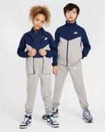 Nike Sportswear K NSW POLY FZ HBR Polyester Boys Kids Unisex Full Tracksuit Midnight Navy,College Grey,White