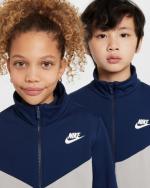 Nike Sportswear K NSW POLY FZ HBR Polyester Boys Kids Unisex Full Tracksuit Midnight Navy,College Grey,White