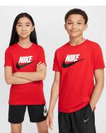 Nike Kinder Jungen NSW Tee Futura HBR Baumwolle Rundhals Rot Freizeit T-Shirt