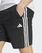 adidas Train Essentials Piquet 3 Stripes Shorts Zip Pockets Polyester Black