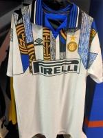  Inter fc Umbro Maglia Calcio vintage Storiche Bianco Away Djorkaeff 6 1995 96 