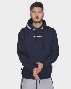  Felpa Cappuccio Hoodie UOMO Champion Pullover Tape Blu Cotone Felpato