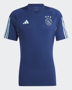  Ajax Amsterdam Adidas Polo Maglia Tiro Blu 2023 24 Cotone